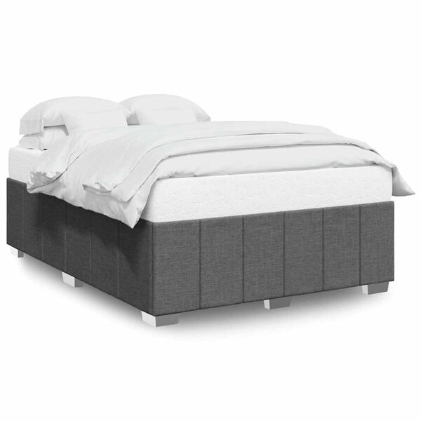 vidaXL Bed Frame without Mattress Dark Grey Double Fabric