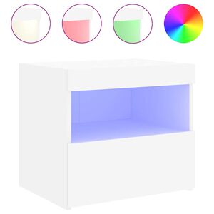 vidaXL Bedside Cabinet with LED Lights White 50x40x45 cm