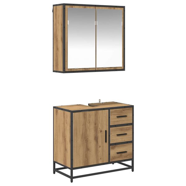 vidaXL Bathroom Furniture Set 2 pcs Artisan Oak Engineered Wood