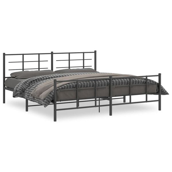 vidaXL Metal Bed Frame without Mattress with Footboard Black 193x203cm