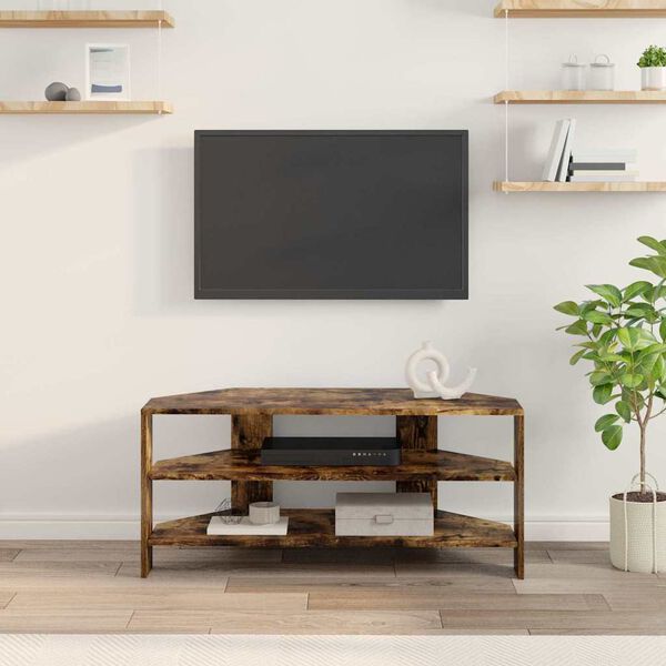 vidaXL Corner TV Cabinet Smoked Oak 102x40.5x45cm Engineered Wood