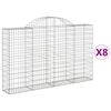 vidaXL Arched Gabion Baskets 8 pcs 200x30x120/140 cm Galvanised Iron