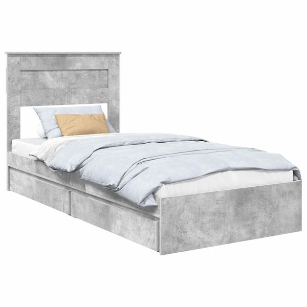 vidaXL Storage Bed Concrete Grey 90 x 200 cm Engineered Wood