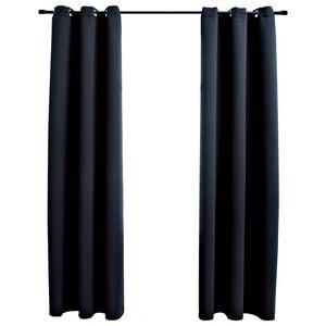 vidaXL Blackout Curtains with Rings 2 pcs Black 97x213 cm Fabric