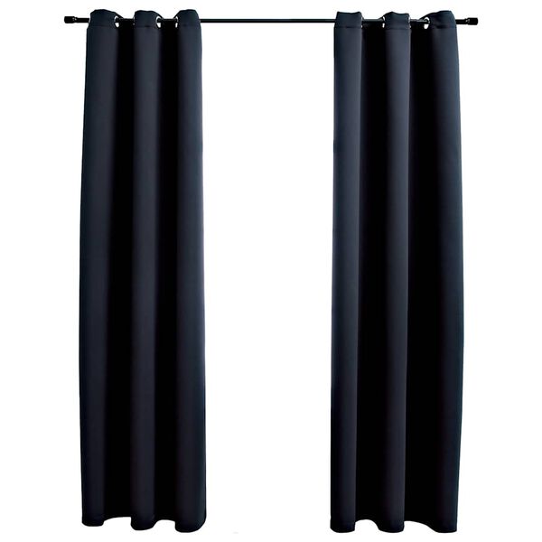 vidaXL Blackout Curtains with Rings 2 pcs Black 97x213 cm Fabric