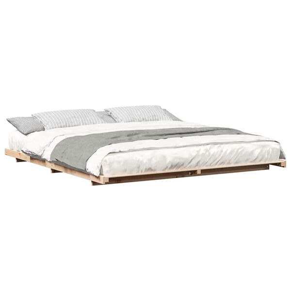 vidaXL Floor Bed Frame Brown 180 x 220 cm Solid pine wood