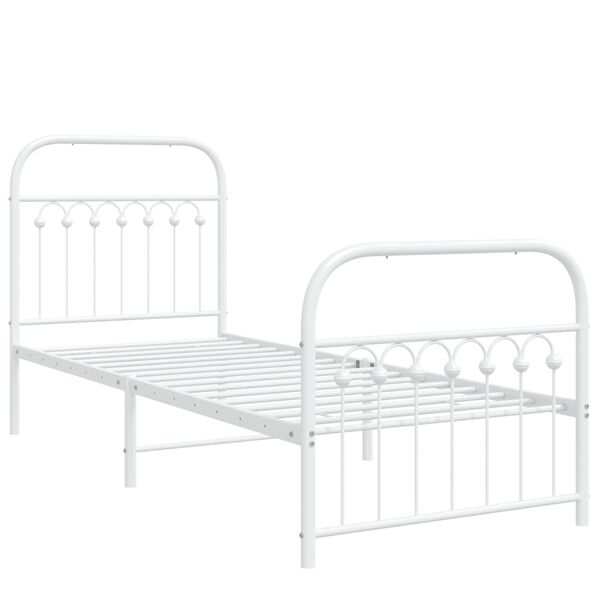 vidaXL Metal Bed Frame without Mattress with Footboard White 80x200cm