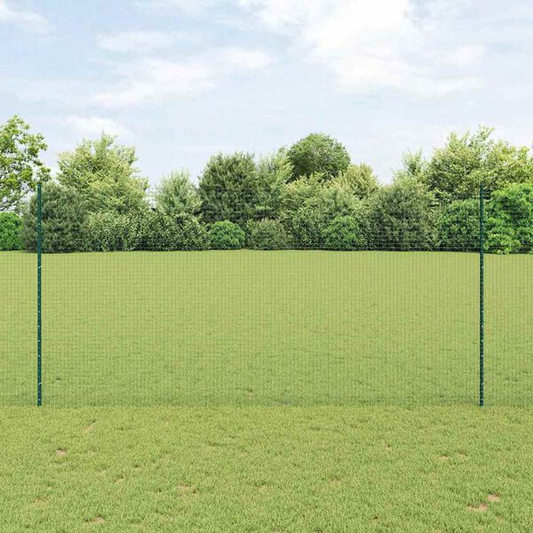 vidaXL Fence with Post Green 1.6 x 25 m Steel and PVC