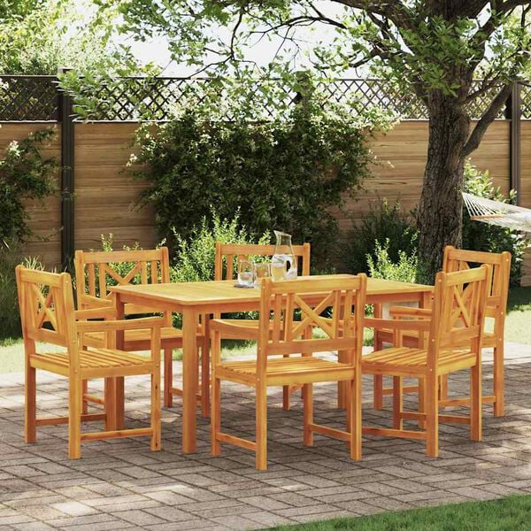 vidaXL Garden Dining Set 7 pcs Brown Solid Acacia Wood