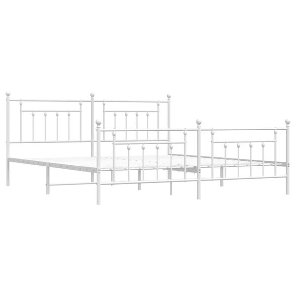 vidaXL Metal Bed Frame without Mattress with Footboard White 193x203cm