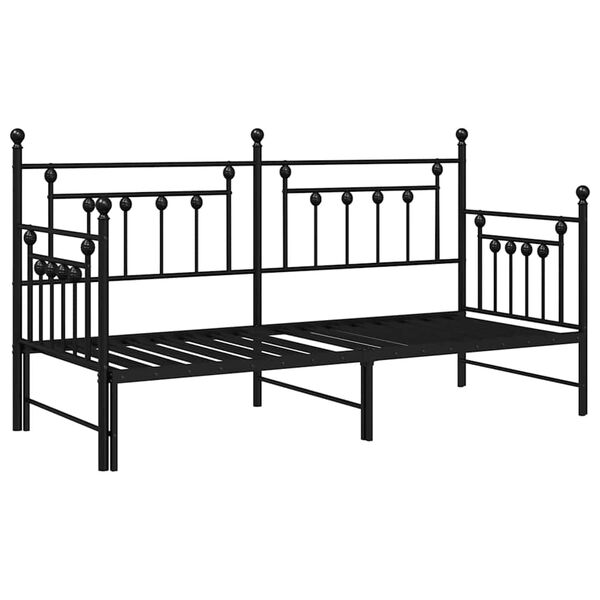 vidaXL Daybed Frame with Headboard Black 75 x 190 cm Steel