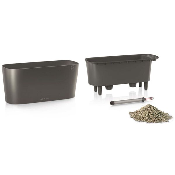 LECHUZA Table Planter Delta 20 ALL-IN-ONE Metallic Charcoal 15563