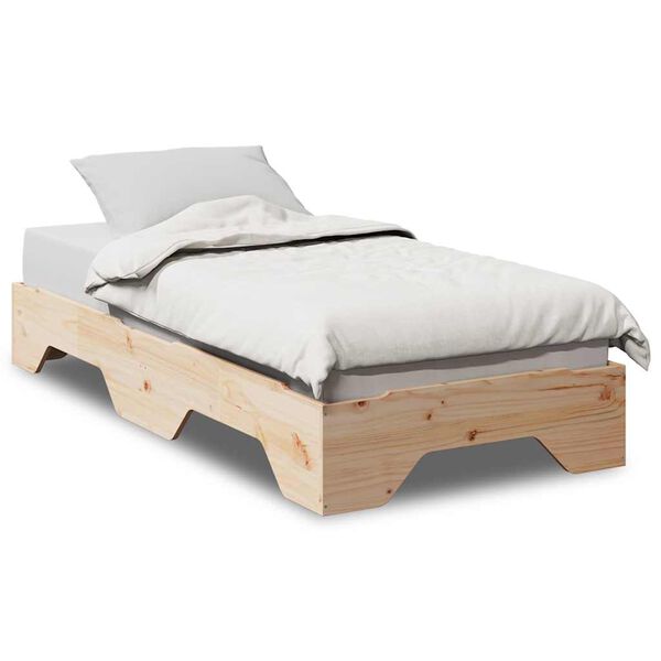 vidaXL Bed Frame No Mattress Stackable 90x190 cm Single Solid Wood