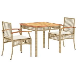 vidaXL 5 Piece Garden Dining Set with Cushions Beige Poly Rattan