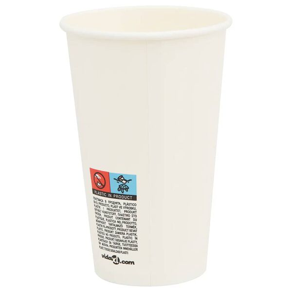 vidaXL Paper Coffee Cups 1000 pcs 16oz 400ml White
