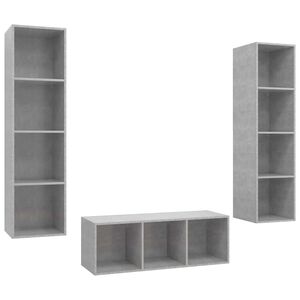 vidaXL 3 Piece TV Cabinet Set Concrete Grey Engineered Wood