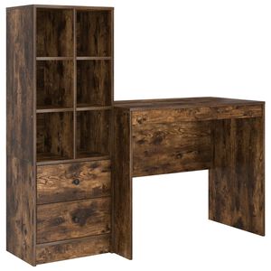 vidaXL Desk Smoked Oak 135.5 x 50 x 127 cm 2 pcs