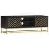 vidaXL TV Cabinet Black and Gold 120x30x40 cm Solid Mango Wood