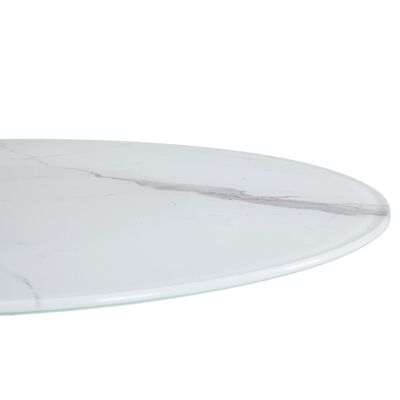 vidaXL Table Top White Ø80 cm Glass with Marble Texture