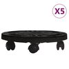 vidaXL Plant Trolleys with Wheels 5 pcs Diameter 30 cm Black 170 kg