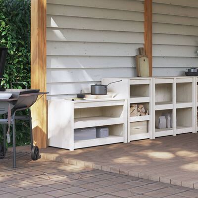 vidaXL Outdoor Kitchen Cabinets 2 pcs White Solid Wood Pine