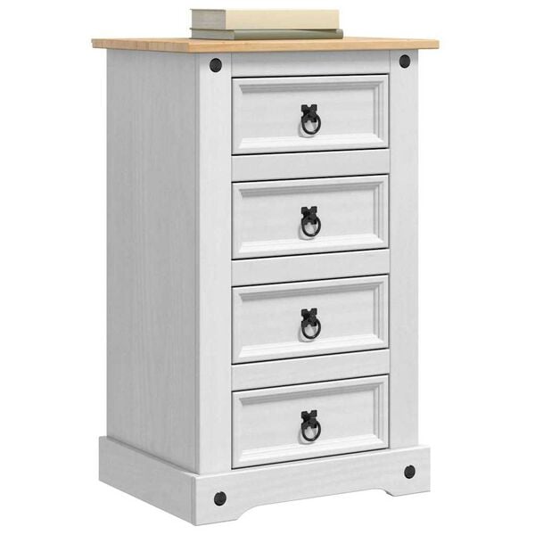 vidaXL Bedside Table with Drawer White 53 x 39 x 84 cm Solid Pine Wood