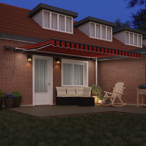 vidaXL Manual Retractable Awning with LED 450x300 cm Orange and Brown