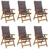 vidaXL Reclining Garden Chairs 6 pcs Natural Solid Acacia Wood