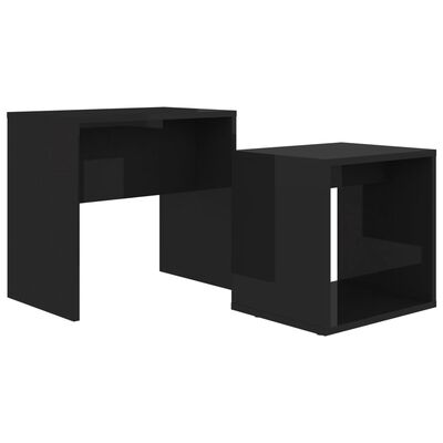 vidaXL Coffee Table Set High Gloss Black 48x30x45 cm Chipboard