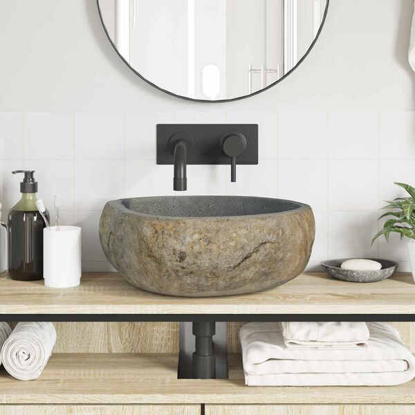 vidaXL Riverstone basin Light Grey 45 x 35 x 15 cm River Stone