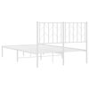 vidaXL Metal Bed Frame without Mattress with Headboard White 120x200cm