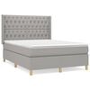 vidaXL Box Spring Bed with Mattress Light Grey 140x200 cm Fabric