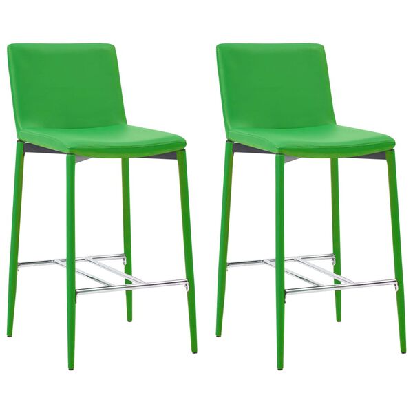 vidaXL Bar Stools 2 pcs Green Faux Leather