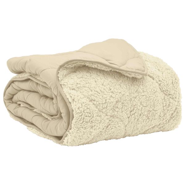 vidaXL Full Year Duvet Cream 220 x 260 cm Microfiber and Teddy fleece