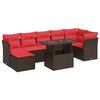 vidaXL 8 Piece Garden Sofa Set with Cushions Brown Poly Rattan Acacia