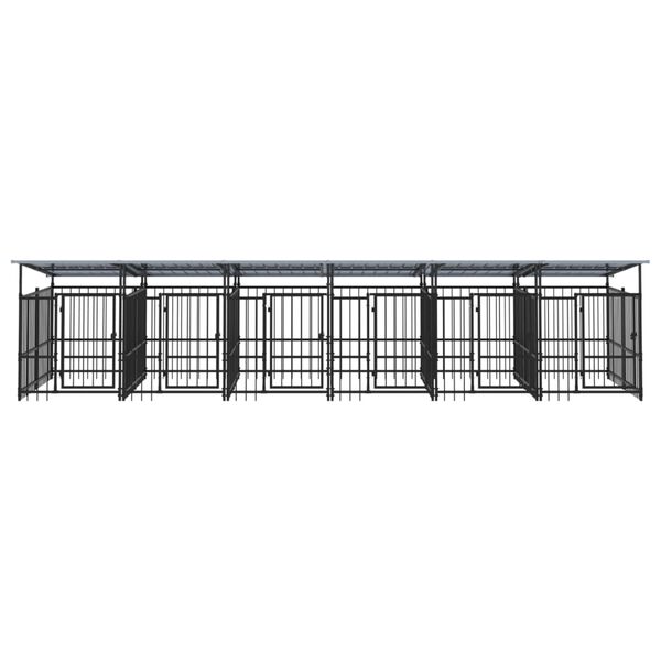 vidaXL Outdoor Dog Kennel with Roof Steel 11.26 m&sup2;