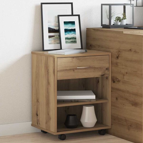 vidaXL Rolling Cabinet Artisan Oak 46x36x59 cm Engineered Wood
