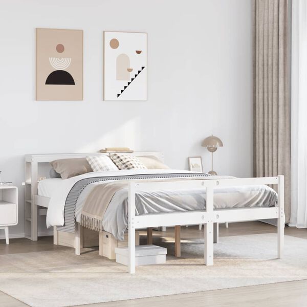 vidaXL Senior Bed with Headboard without Mattress White 150x200 cm King Size