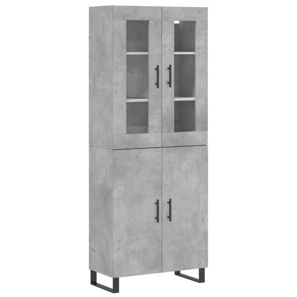 vidaXL Highboard Concrete Grey 69.5x34x180 cm Engineered Wood