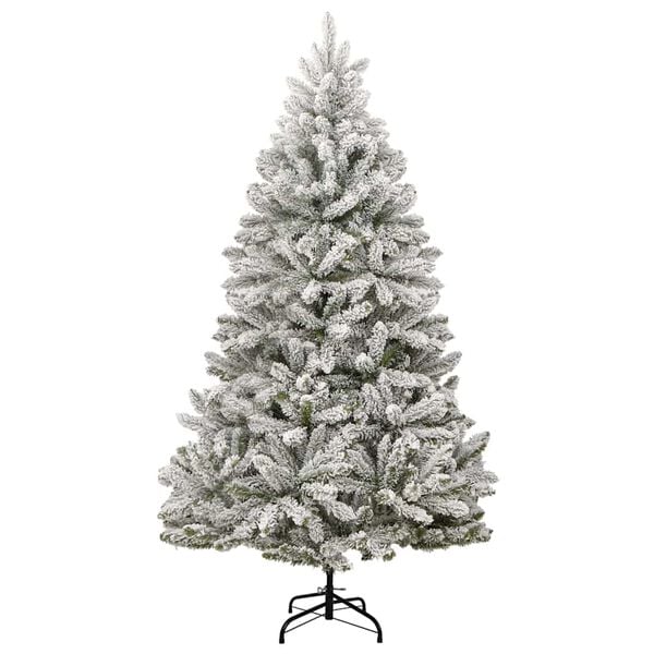 vidaXL Artificial Christmas Tree Green and White 300 cm PVC and Metal
