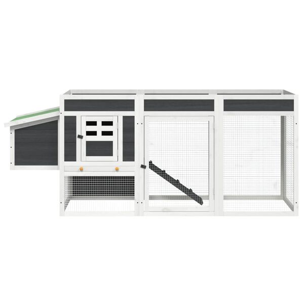 vidaXL Chicken Coop Grey 204x50x84 cm Solid Wood Pine