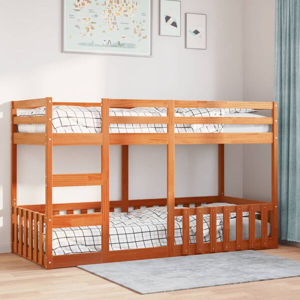 vidaXL Bunk Bed Wax Brown 90x200 cm Solid Wood Pine