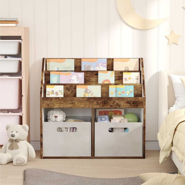vidaXL Kids Bookshelf Smoked Oak 72.5 x 29.5 x 69 cm Engineered Wood