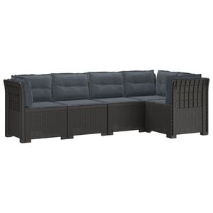 vidaXL 5-Seater Garden Sofa with Cushions Rattan Look PP Light Grey