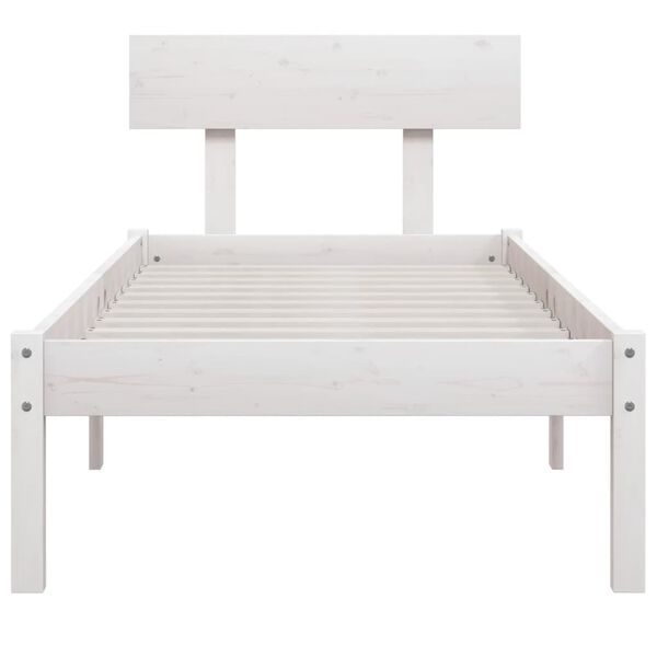 vidaXL Bed Frame without Mattress White Solid Wood 90x200 cm