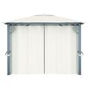 vidaXL Gazebo with Curtain&LED String Lights 4x3 m Cream Aluminium