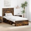 vidaXL Bed Frame with Headboard Smoked Oak 90 x 190 cm Solid Pine Wood