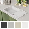 vidaXL Granite Kitchen Sink Single Basin White