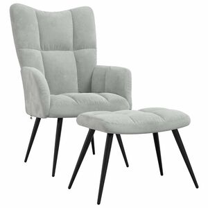 vidaXL Relaxing chair with Footstool 2 pcs Light Grey Velvet