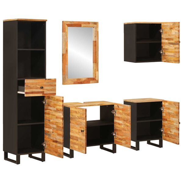 vidaXL Bathroom Sets with Drawer with Shelf Natural Solid Mango Wood